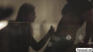 Pale shemale lets her new handsome stepdad bareback her ass