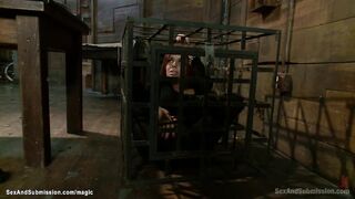 Gagged redhead whipped and fucked