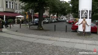 Blond gagged and bound in public