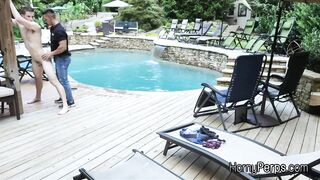 Barebacked for sneaking into the pool by security