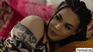 Tattooed TS Eva Maxim licks and fucks stepsis Anna De Ville