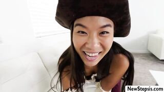 Petite asian teen Kimmy Kim masturbate and fucked by stepbro