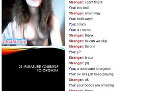 Hot teen with shaved pussy masturbating on video chat