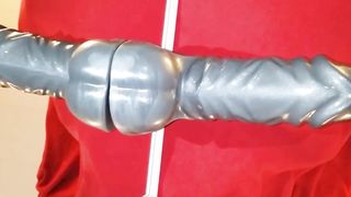 Prostate milking with HUGE dildo in Chastity till orgasm