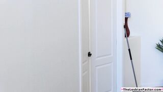 Lesbian milf fingering big tits roommate