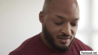 Shemale babe barebacked by black stepbrother