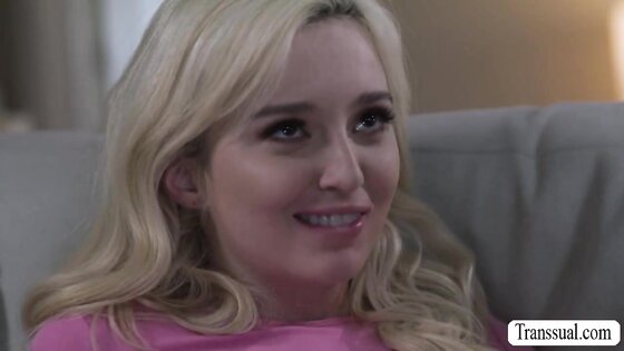 Gorgeous blonde Lexi Lore fucked by slim TS Ava