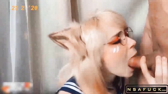 Stepsister Sucks Neighbors Dick and Swallows Cum Cosplay