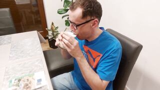 Blonde Babe FMM Threesome with Oral Creampie and Cum Coffee