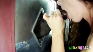 Gloryhole Brunette Takes on Multiple Cocks in a Kinky Adventure