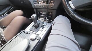 Handjob in a Car by Sexy GF Leads to a Quick Public Cumshot