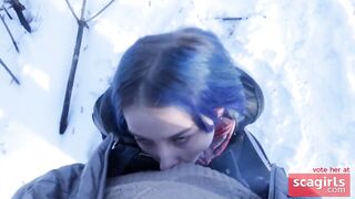 Teen Schoolgirl Gives Risky Public Blowjob in the Park