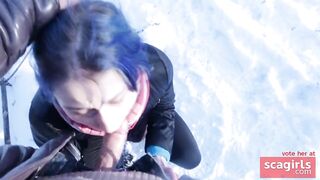 Teen Schoolgirl Gives Risky Public Blowjob in the Park