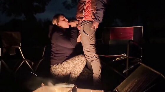 Rough Sex in a Public Park - Big Tits Exposed by the Fire!