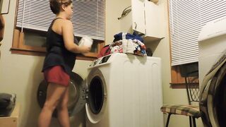 He bought me new washer/dryer set, so I gave him a spin with my big tits