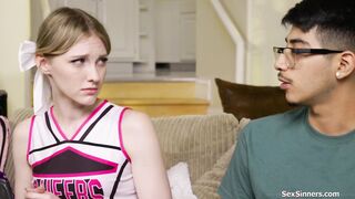 Virgin cheerleader fucks her shy friend