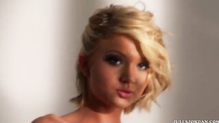 Slender Shaved Blonde Takes Big Cock