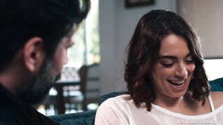 Sophia puts COCK AND BALLS in her mouth
