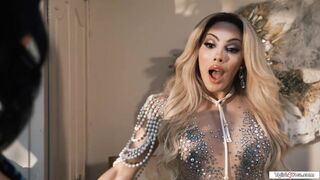 Busty tgirl fairy pops out of a diamond