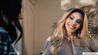 Busty tgirl fairy pops out of a diamond