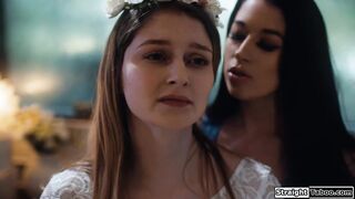 Lesbian babe fucking her stepbros bride