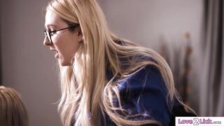 Lesbian teachers having foursome meeting