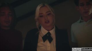 Teen babe ass fucked by her classmates