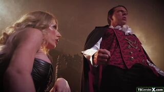 Shemale vampire Jade Venus sucks Dracula