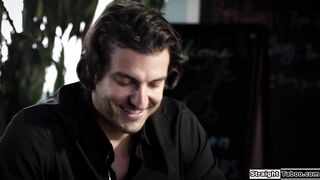 Milf flight attendant seduces a stranger