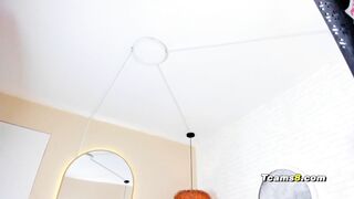 Hot busty transwoman suck and riding dildo on cam