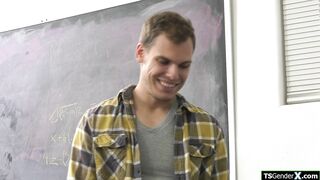Guy takes out his cock ifo trans teacher