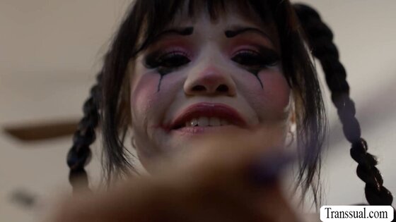 Busty babe caught TS jerking off using sex toy