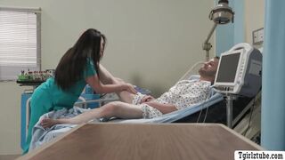 Lucky patient got his dick sucked by hot TS nurse