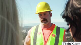 Lucky construction worker fuck this two horny TS
