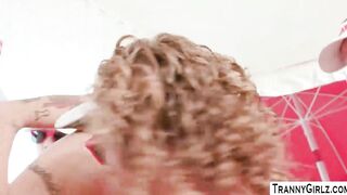 TS super star Aubrey Kate gang banged by big cocks