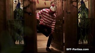 Besties spreading wide for candies in foursome