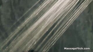 Lubed Latina perfection blows client on massage session