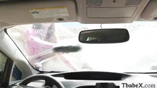 TS carwasher give us a free extra anal service