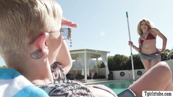 Got my pussy licked and fucked by TS pool cleaner