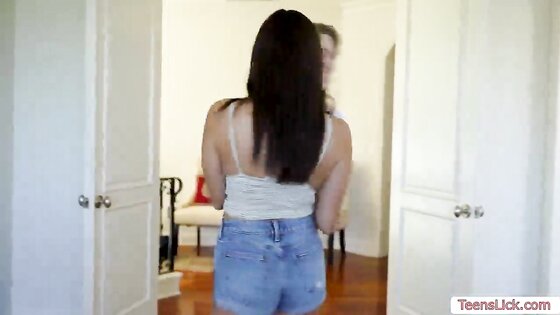 Licking our wet pussy and ass on the bed