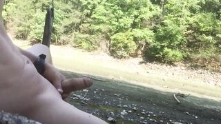Me Jerking and Cum Naked Outdoor Public Exhib