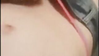 Stroking in tight jeans shorts