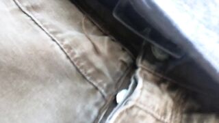 Showing my satin panties to a stranger outdoors