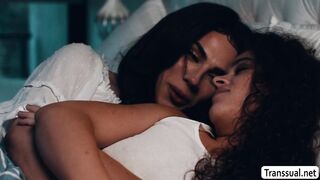 Horny stepdaughter gets her wet pussy fucked by TS stepmom