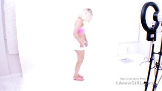 Blonde gets slowly fucked by curved cock in studio