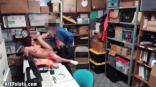 Big boobed teen thief Davina Davis paying with pussy for panties