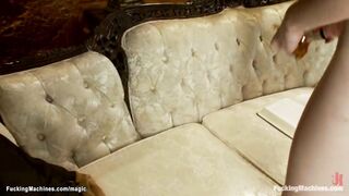 Natural blonde babe fucking machine